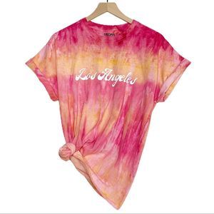 T-SHIRT Tie Dye Pink Yellow Los Angeles Size L